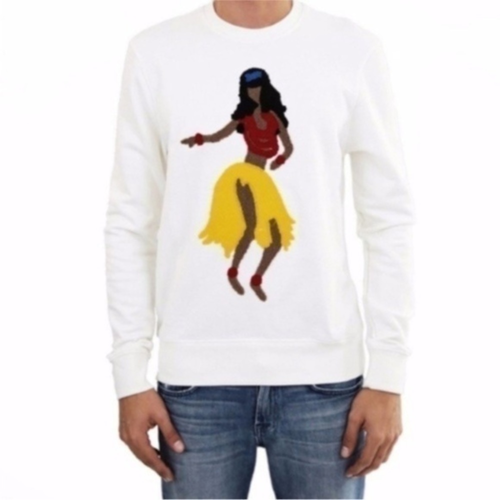 Eleven Paris White Jawai‎ Hula Girl Sweatshirt Pullover